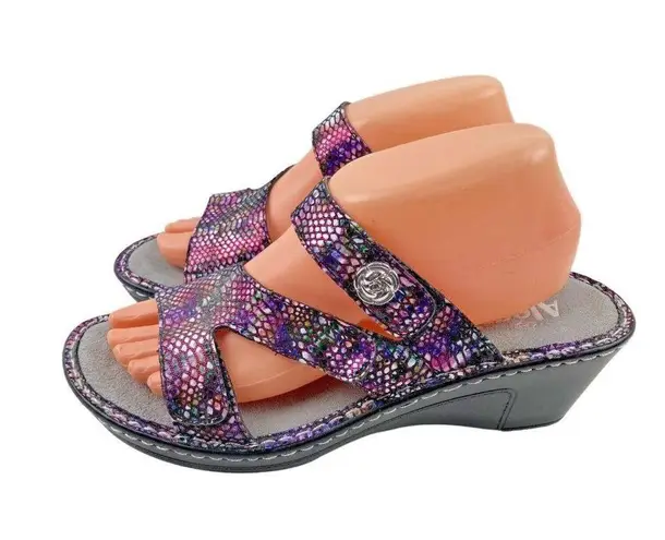 Alegria Double Strap Comfort Sandal Slide Womens 39 Croc Embossed Leather Shoes
