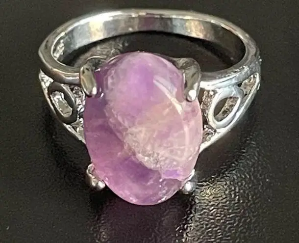 Amethyst S925 purple woman silver ring size 8