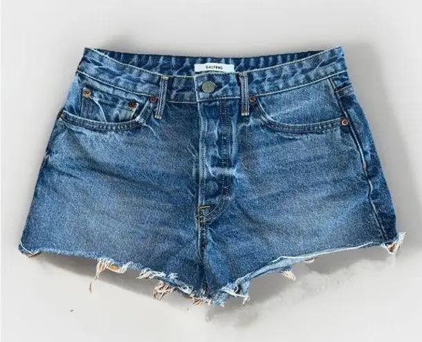 GRLFRND Cindy Denim Shorts Raw Hem Jean Medium Wash Size 27