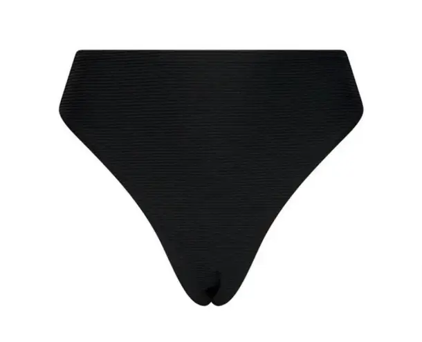 Seafolly High Rise Ribbed Black Bikini bottom Essentials 40609-640 Size 2 NWT