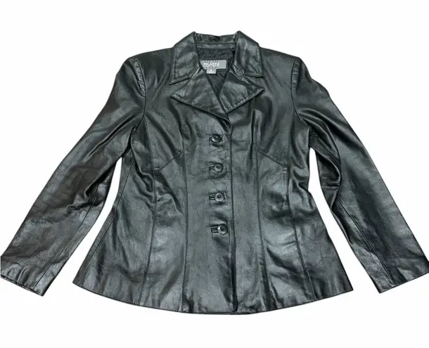 wilson's leather 🖤 Women’s Black Button-Up Jacket – Genuine Leather, Size M ✨