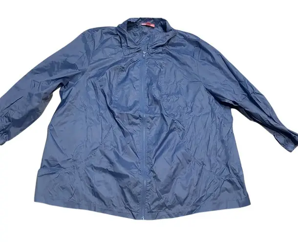Woman Within 3XL Blue Windbreaker Jacket Plus Size Mid-Length Casual