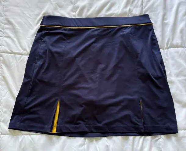 IZOD NWT Golf Skort Skirt Blue Yellow Pull On Stretch Womens Size Large Pockets