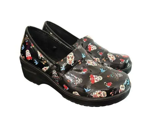 Easy Street Day Of The Dead Women Size 7.5 W Laurie Clogs Nursing Slip Resistant