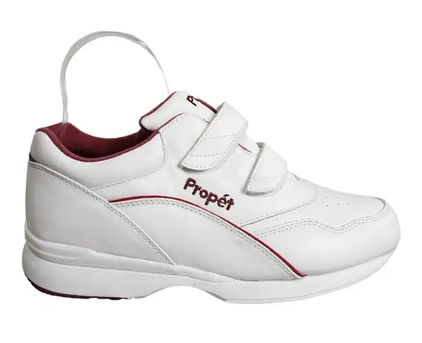 Propet Tour Walker Strap Shoes White/Berry Leather Hook & Loop Women’s Size 10 White