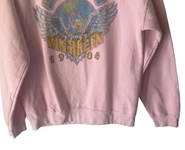 Van Halen Vintage 80s Medium Pink World Tour Band Single Stitch Crew Sweater