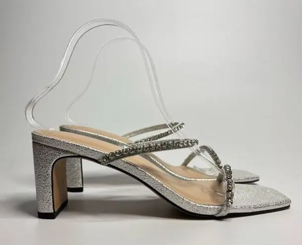 FARYL by Farylrobin Alexandra Metallic Rhinestone Embellished Heels in Silver Size 8.5
