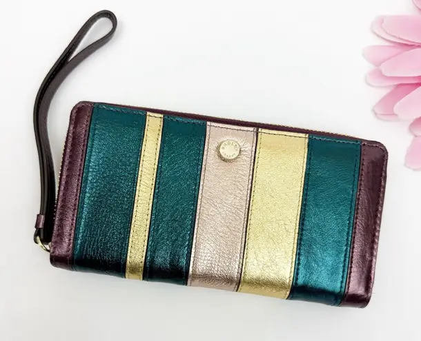 Radley London Clifton Hall Phone Wristlet Wallet Metallic Amethyst Gold Heritage