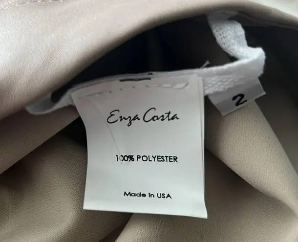 Enza Costa Leather Midi Pull On Wrap Skirt, Putty/Beige Size 2 New w/Tag