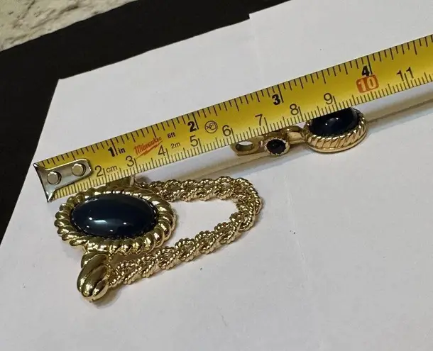 Monet Gorgeous Signed  Gold Tone / Blue Set Brooch Pin / Pendant