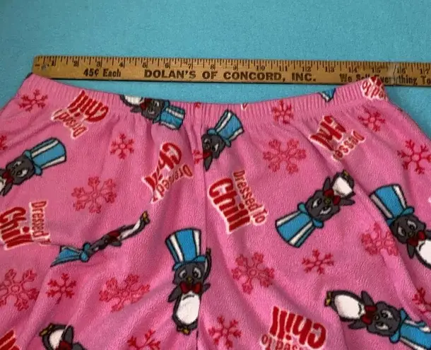 WARNER BROTHERS Playboy Penguin fleece pajama pants dressed to chill size XL Pink