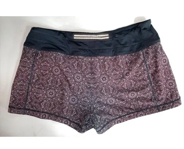 Athleta  Women Black Marion Patterned Racer Run Athletic Shorts ‎ 11/13