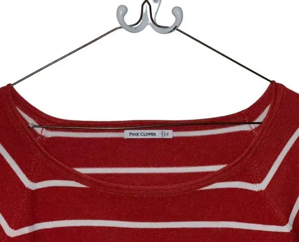 Pink Clover Womens Sweater Red Striped Scoop Neck Long Sleeve Pullover XL