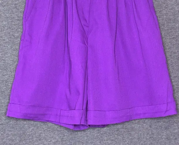 Star City Vintage Purple Pleated High-Waist Bermuda Shorts Size 10 USA Rayon
