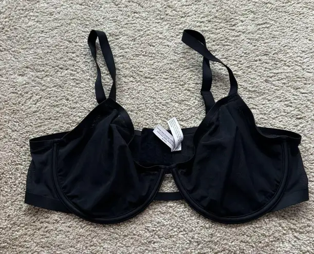 Auden Unlined Demi Coverage Underwire Bra Women's Size 40C Black Semi Sheer
