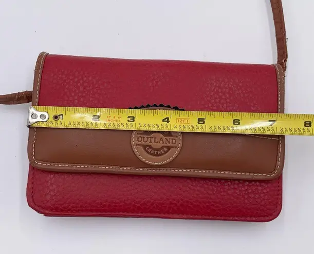 Michael Stevens Rugged Outland Leather Purse Red Brown Crossbody Mini Bag Wallet