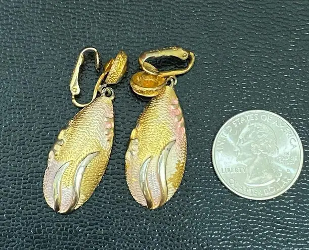 Park Lane Vintage Textured Brushed Gold-tone Reef Themed Teardrop Earrings