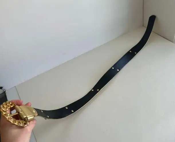 Vintage 90s Gold Chunky Embellished Vegan Leather Belt