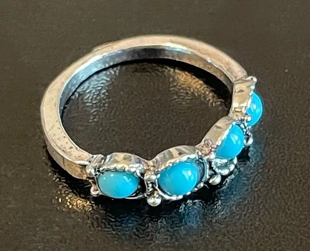 Turquoise stone silver ring size 4.5