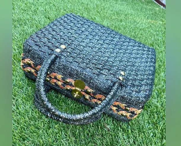 1950s/1960s Vintage Dena of Dallas Woven Straw Purse Black