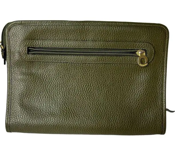 Karina Firenze Pebbled Olive Leather Clutch Made In Italy Some Interior Wear Green