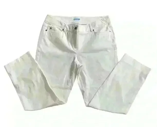 J. McLaughlin White Denim Straight Cropped Cotton/Spandex Pants Size 8