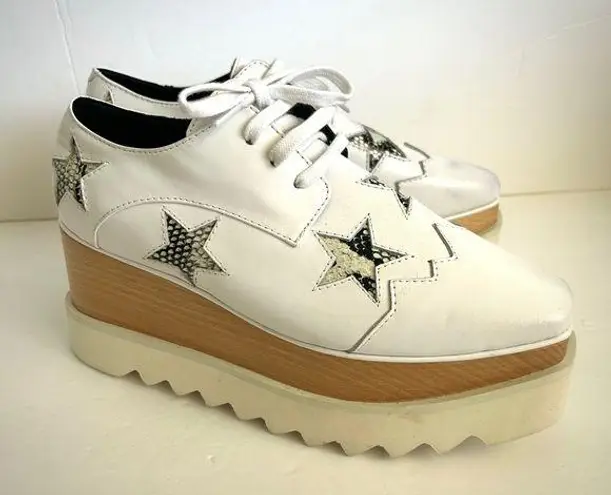 Stella McCartney Elyse White Star Platform Shoes New with Flaw