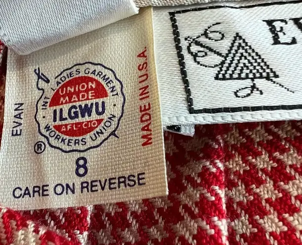 Evan Picone Vintage Women's 8 Evan-Picone Petites Red Pleated Midi Skirt Herringbone Plaid