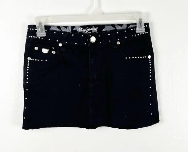 Pepe Jeans LONDON Black Embellished Pockets Jean Skirt, Size 29