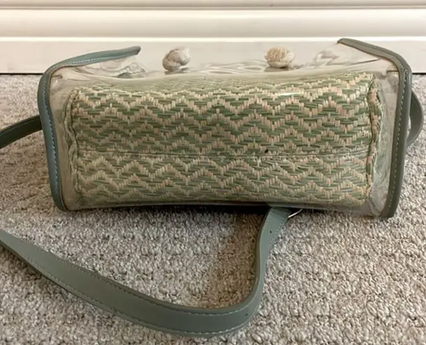 Urban Expression Urban Expressions Green & Cream Straw Plastic Cover Crossbody