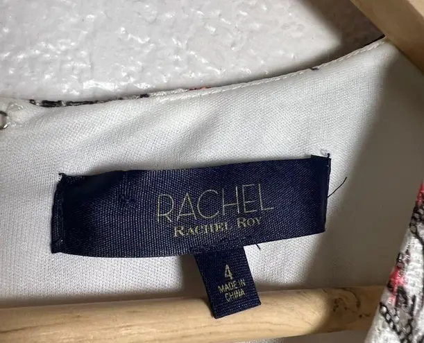 Rachel Roy Lydia Lace Floral Print V-Neck Ruffled Sheath Dress Size 4