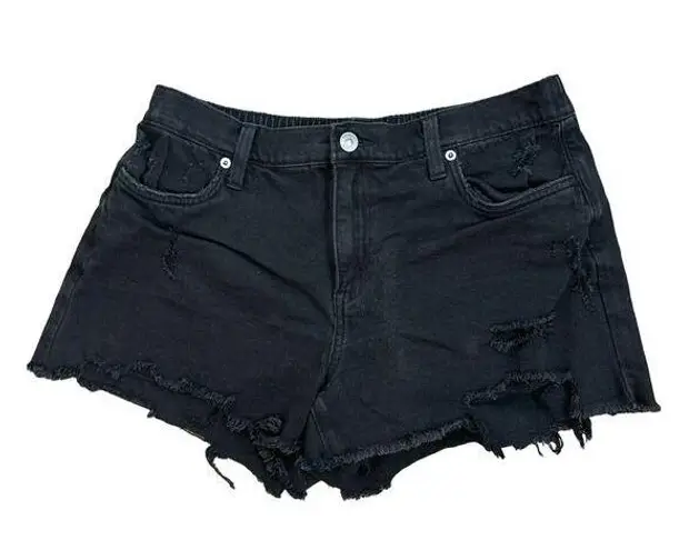 Aerie  Distressed Denim Cut Off Shorts Black Size Medium