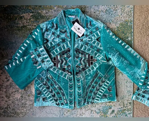 Crazy Train NWT embroidered beaded velvet boho blazer jacket, size medium