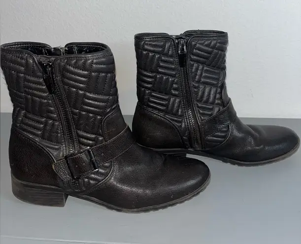 Calvin Klein Edgy Streetwear Rauline Black Quilted Ankle Moto Walden Boots Sz 9