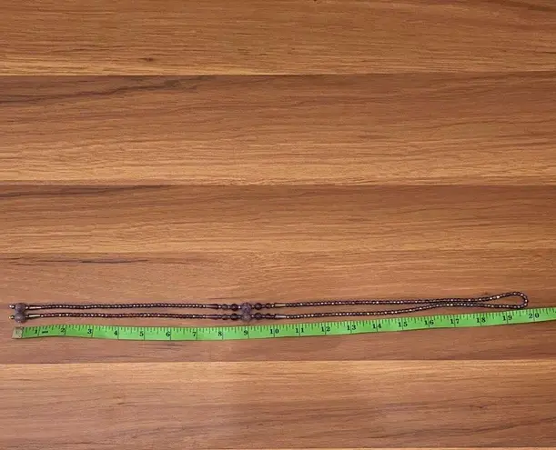 Amethyst Handmade Stone AB Purple Crystal Beads Lariat 40” Necklace