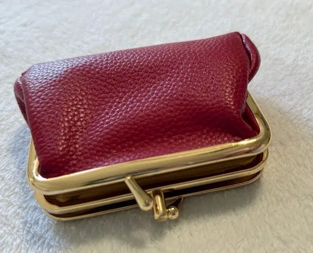 Triple Frame Vegan Leather Coin Purse NWOT Red