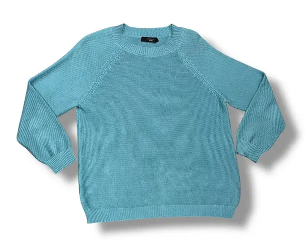 Weekend MaxMara Women's Crewneck Knit Sweater Aqua Blue Raglan Cotton