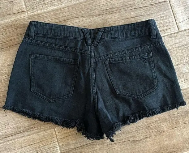 Volcom  brand high waisted Jean shorts with distressed look