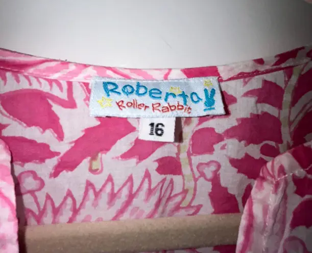 Roberta Roller Rabbit Split Neck Long Sleeve Tunic Blouse Top Shirt Coverup