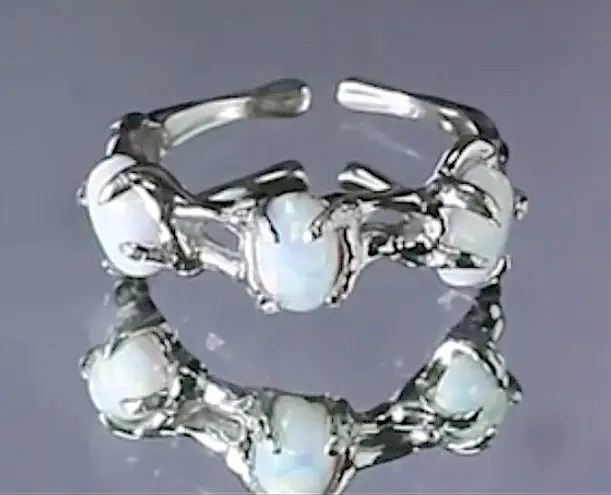 Boutique Three Stone Opal Ring | 925 Sterling Silver