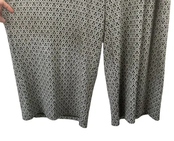 Eloquii B&W Knit Design Wide Leg Pull On Crop Pants Career Pockets Plus Size 22