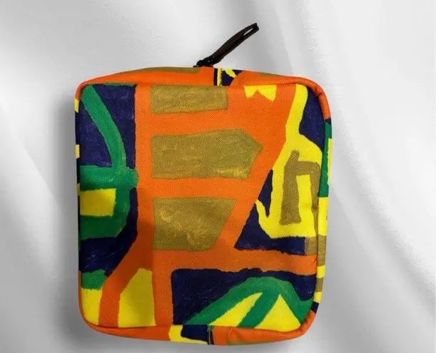 HERALBONY Vibrant Abstract Design Pouch, Cosmetic Bag Orange
