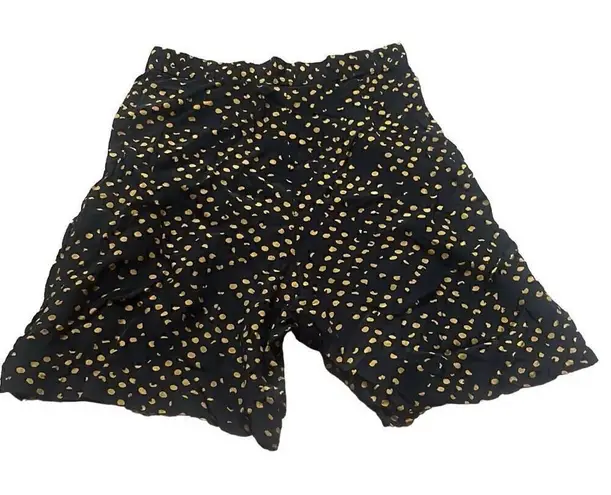 Claude Womens Small Vintage 1990s Black Yellow Polka Dot High Rise Flowy Shorts