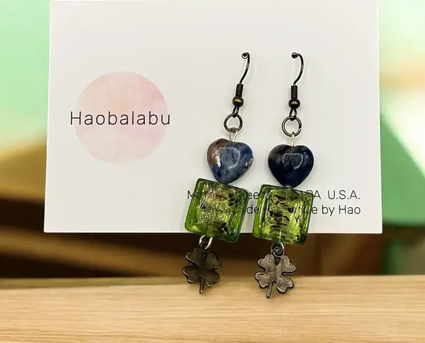Handmade Artisan Heart Lucky Clove Earrings