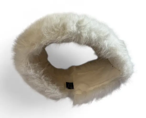 New Women's Couture Gems White Faux Fur Ear Warmer Headband Elastic Back Stylish