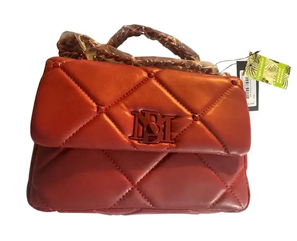 Badgley Mischka Small Quilted Studded Bag Red Chain Strap Handbag Purse