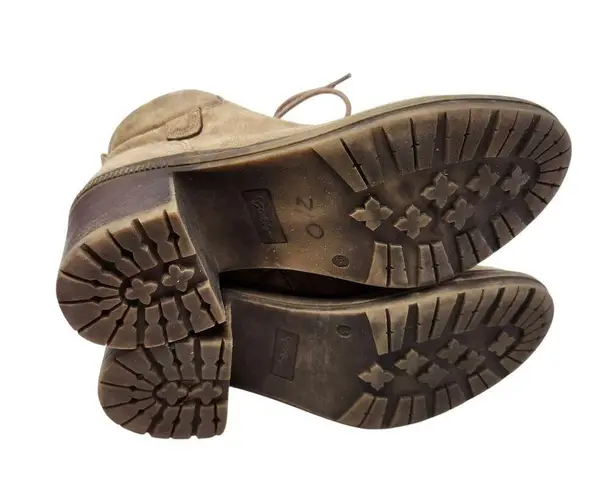 Crown Vintage Charley Ankle Combat Boots Side Zip Lace Up Brown Size 9.5