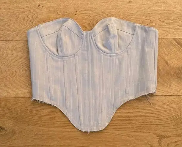 H:ours - Amira Strapless Corset Top in Beige & White