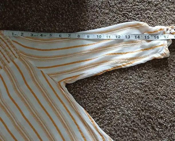 Retrology womens orange scrunchy striped blouse size small