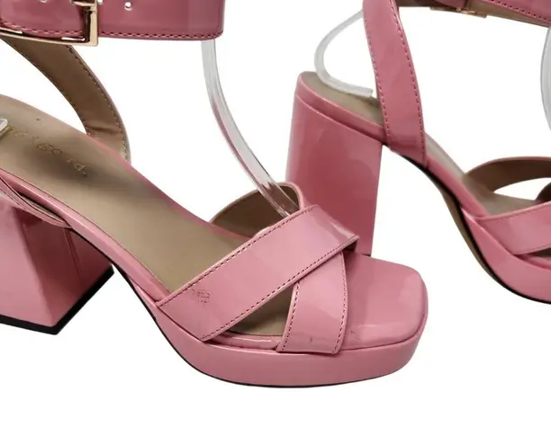 Indigo rd. Faux Leather Block Heels Open Toe Pump Heels Baby Pink Size 7 M